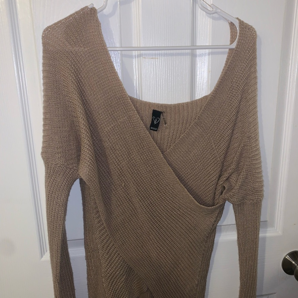 Tan Knit Cross Sweater